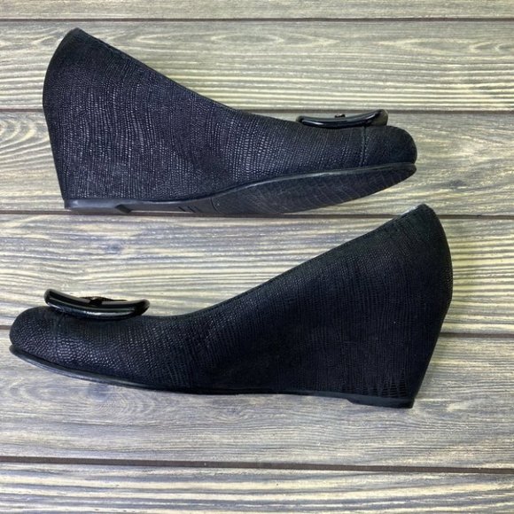 Stuart Weizman Black Covered Wedges - Picture 4 of 8